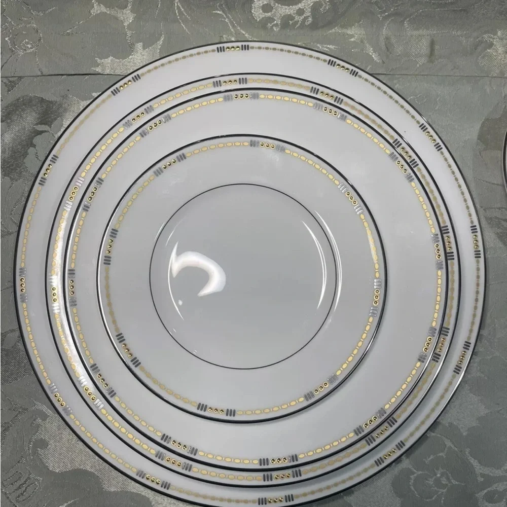 Rare Waterford‎ Crystal Basque China 6 Piece Place Setting Discontinued Vintage